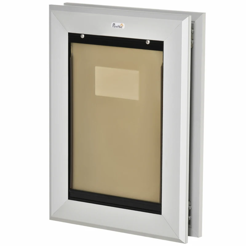 PawHut Gattaiola con Sistema di Blocco per Vetro e Porte, per Animali fino a 9kg, 25.2x6.5x34.2Acm