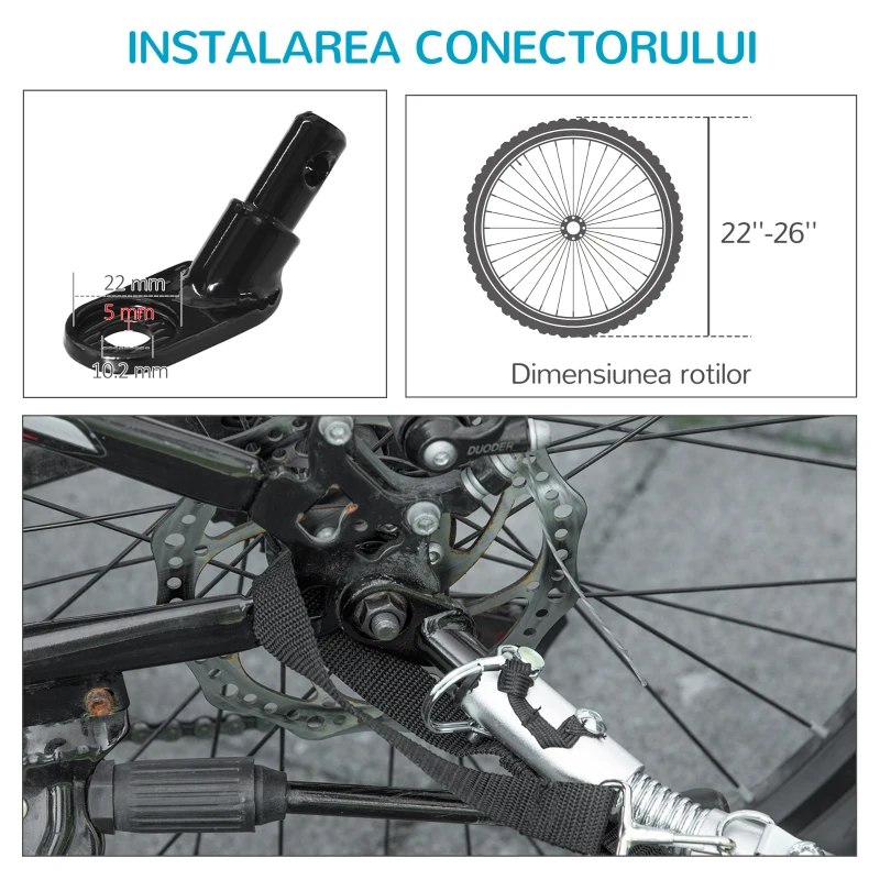 Pawhut Remorca Bicicleta pentru Caini – 2-in-1 Pliabila cu Atas