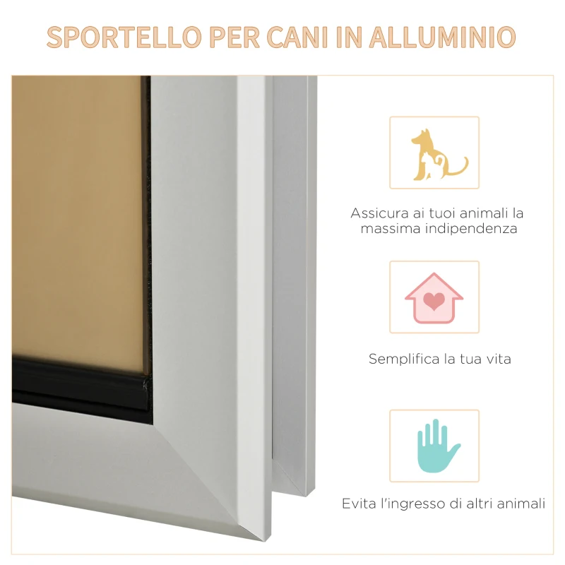 PawHut Gattaiola con Sistema di Blocco per Vetro e Porte, per Animali fino a 9kg, 25.2x6.5x34.2Acm
