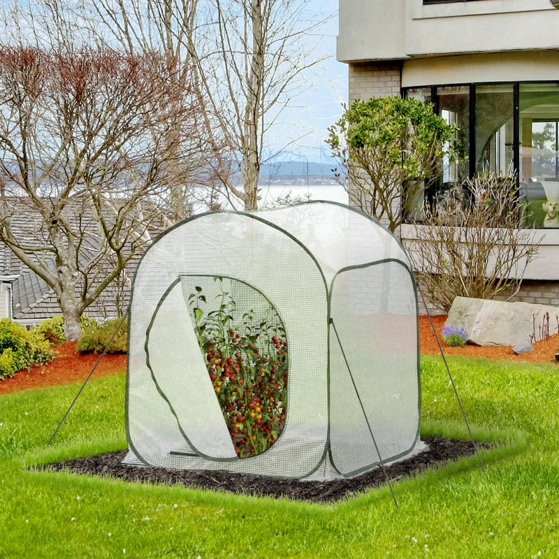 Outsunny Mini Serra Pieghevole Apertura Pop-Up con Sacca, 90x90x110cm
