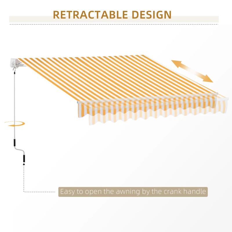 Outsunny Copertina de soare pentru exterior pliabila, impermeabila Portocaliu, Alb, 295x245 cm