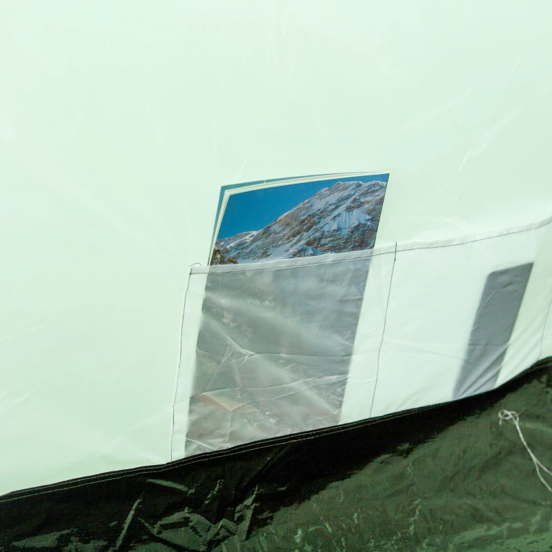 Outsunny Camping Dome Tent 2 Room for 3-4 Person with Weatherproof Screen Room Vestibule Backpacking Tent Lightweight 2 Gate Poles for Fishing & Hiking Dark Green
