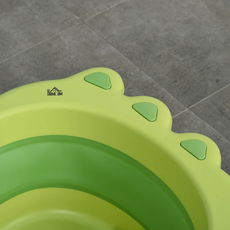 HOMCOM opvouwbaar babybadje babybadje met antislip voetkussentje steunstangen opvouwbaar babybadje met krokodilvorm voor kinderen van 0-3 jaar PP plastic TPE groen 80 x 53,9 x 20,8 cm