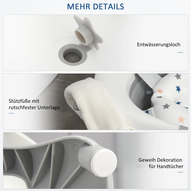 HOMCOM Babybadewanne faltbare Babywanne zusammenklappbar mit Badematte geeignetes Alter: 0-3 Jahre PP-Kunststoff TPE Grün+Weiß 81,5 x 50,5 x 23,5 cm