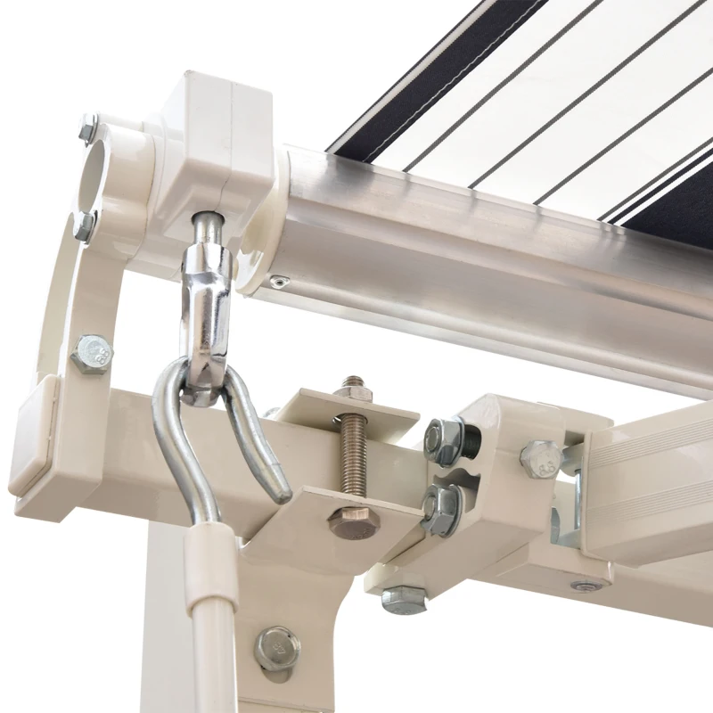 Outsunny Perdea Soare Rulanta de Perete Manuala cu Dungi , Albastr si alb, 2.5x2m
