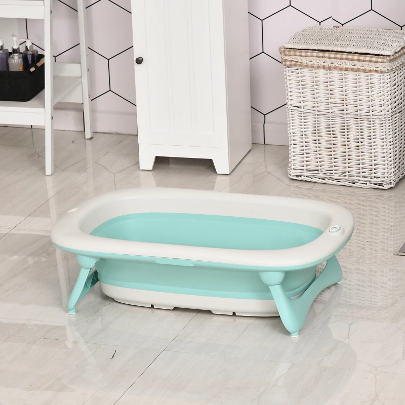 HOMCOM Ergonomische Babybadewanne , faltbare Babywanne , Badewanne für Babies, Kunststoff, Grün, 84,5 x 50,5 x 24 cm