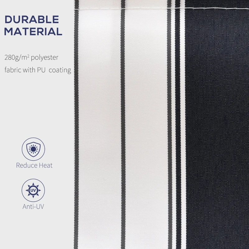 Outsunny Perdea Soare Rulanta de Perete Manuala cu Dungi , Albastr si alb, 2.5x2m