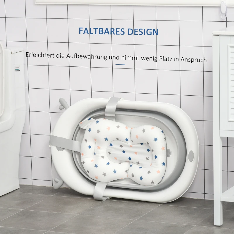 HOMCOM Babybadewanne faltbare Babywanne zusammenklappbar mit Badematte geeignetes Alter: 0-3 Jahre PP-Kunststoff TPE Grün+Weiß 81,5 x 50,5 x 23,5 cm