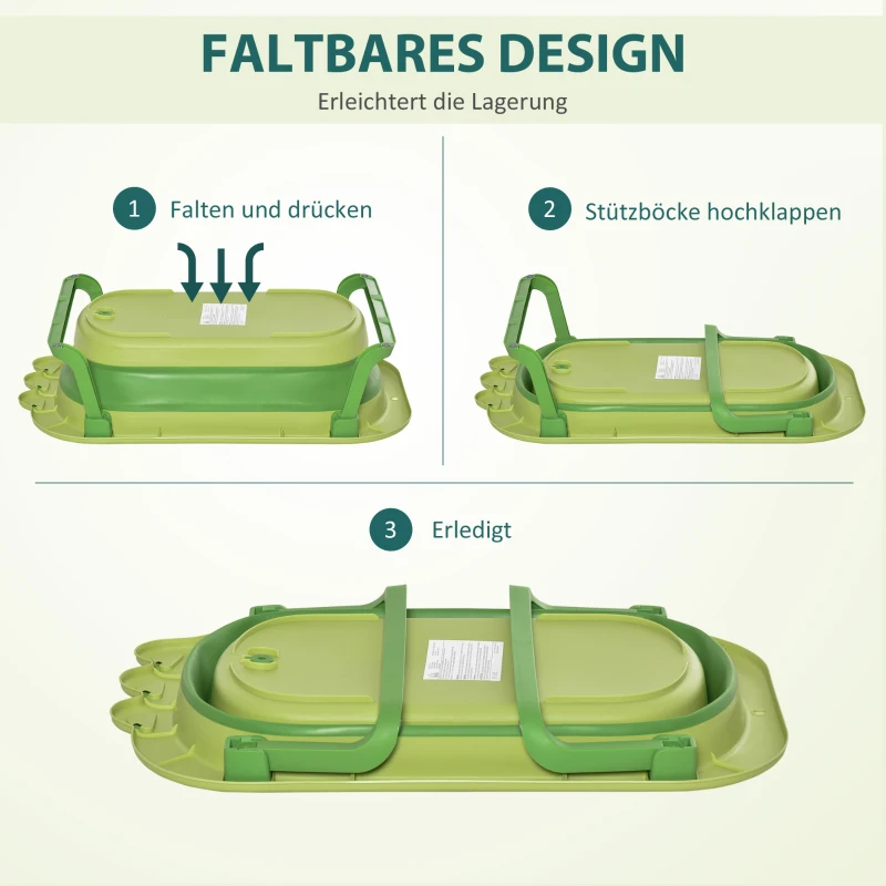 HOMCOM opvouwbaar babybadje babybadje met antislip voetkussentje steunstangen opvouwbaar babybadje met krokodilvorm voor kinderen van 0-3 jaar PP plastic TPE groen 80 x 53,9 x 20,8 cm