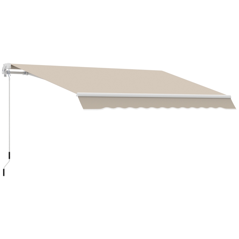 Outsunny Perdea de Soare Rulanta Parasolar de Perete Manual Impermeabil, Bej, 2.5x2m