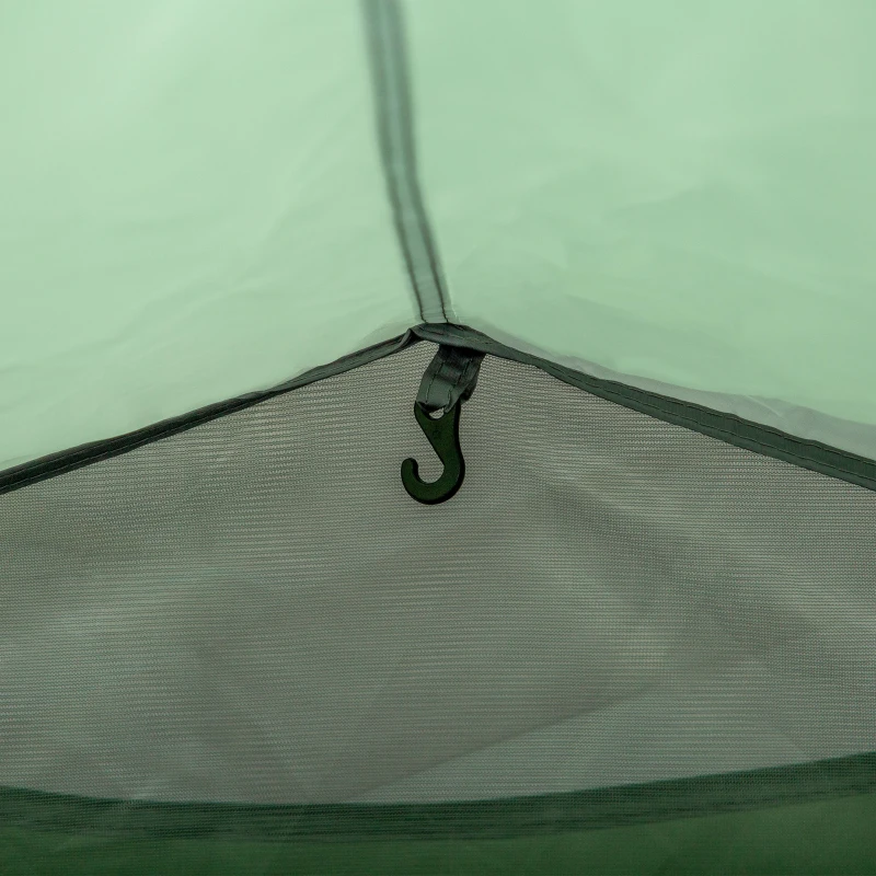 Outsunny Camping Dome Tent 2 Room for 3-4 Person with Weatherproof Screen Room Vestibule Backpacking Tent Lightweight 2 Gate Poles for Fishing & Hiking Dark Green