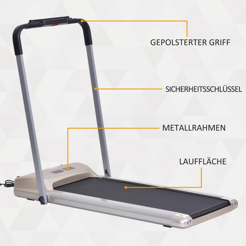 HOMCOM elektrische loopband met LCD-display, inklapbaar fitnessapparaat, 1-10 km/u, staal, zwart, 70 x 128 x 116 cm
