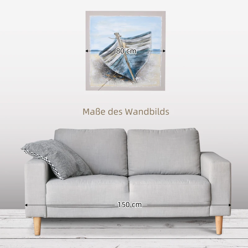 HOMCOM wanddecoratie 'boot op het strand' woonkamer canvaskunst