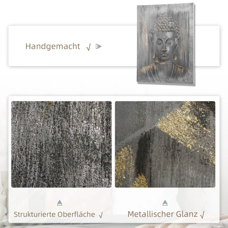 HOMCOM Wandbild "Buddha" 100L x 80B x 2, 8H cm