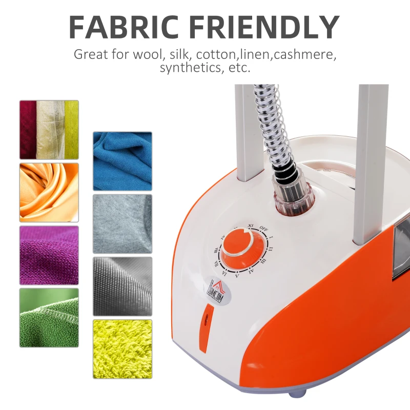 Homcom Fier de calcat Vaporizator Vertical Capacitate 2L, Portocaliu si Gri