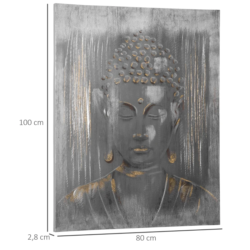HOMCOM Wandbild "Buddha" 100L x 80B x 2, 8H cm