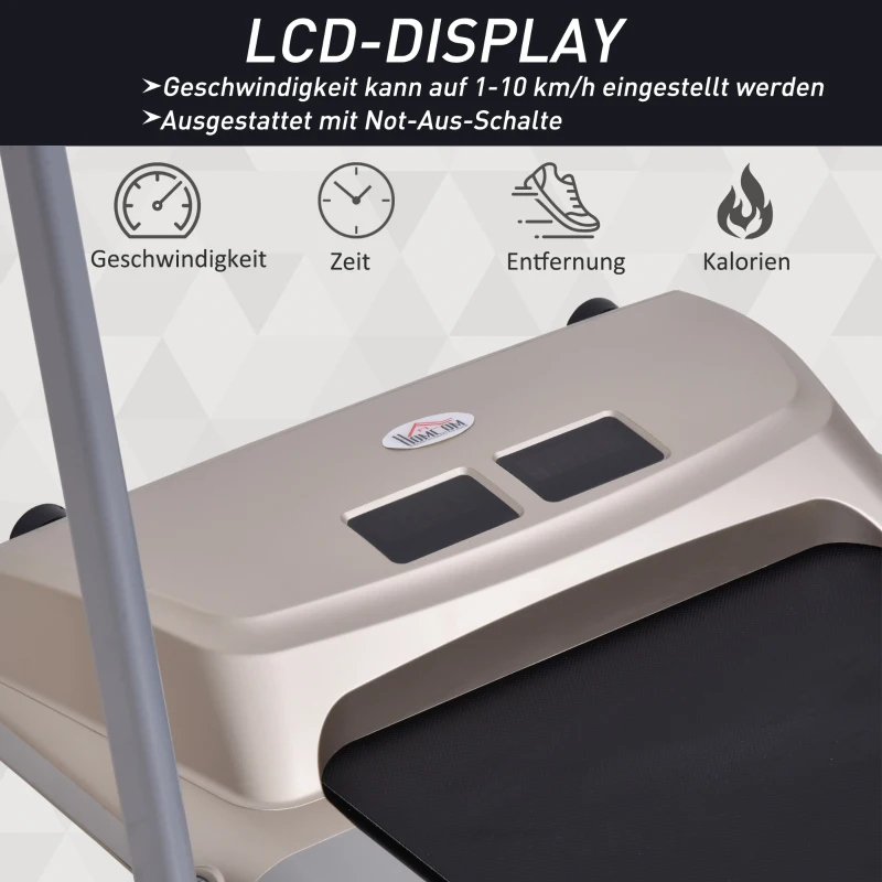 HOMCOM elektrische loopband met LCD-display, inklapbaar fitnessapparaat, 1-10 km/u, staal, zwart, 70 x 128 x 116 cm
