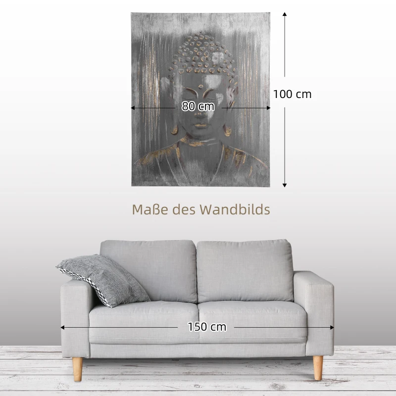 HOMCOM Wandbild "Buddha" 100L x 80B x 2, 8H cm
