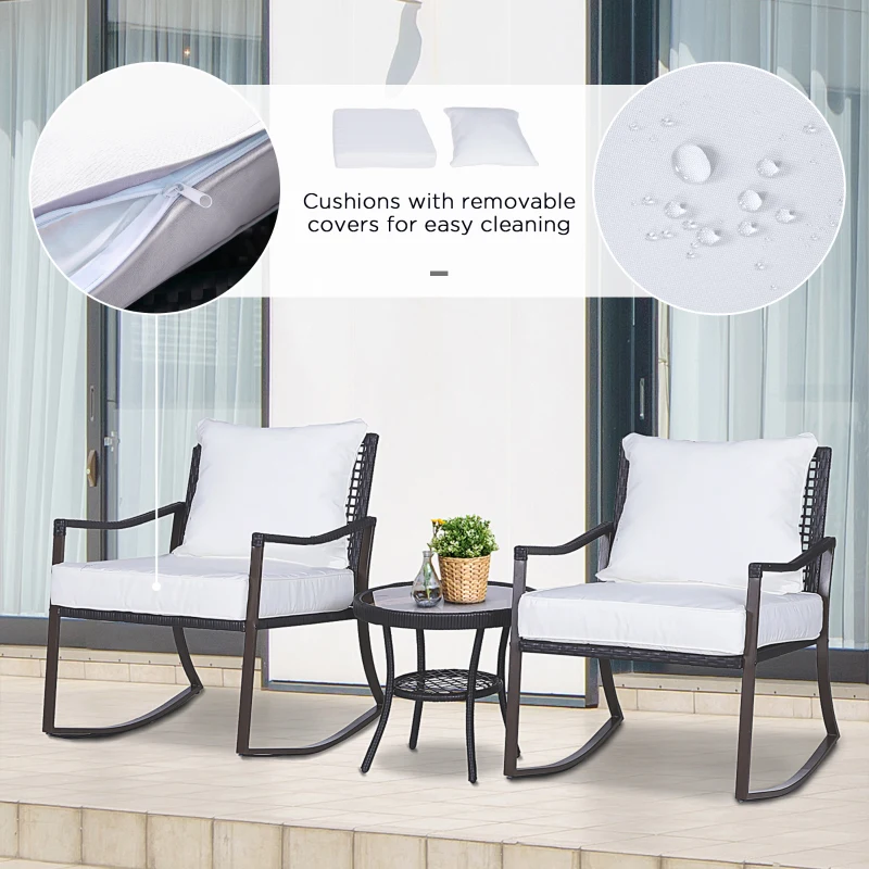 Outsunny Set 2 Fotolii tip Leagan de Gradina cu Perne si Masa in Rattan Maro