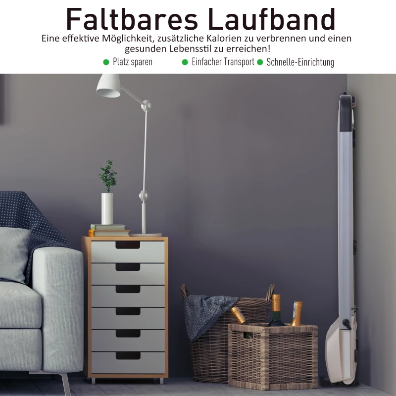 HOMCOM elektrische loopband met LCD-display, inklapbaar fitnessapparaat, 1-10 km/u, staal, zwart, 70 x 128 x 116 cm