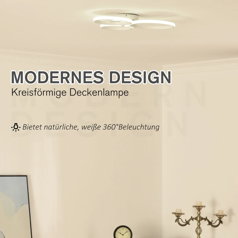 Lampa sufitowa HOMCOM lampa do salonu lampa do sypialni lampa na sufit nowoczesna lampa do jadalni, metal, aluminium, akryl, dł. 56 x szer. 47 x wys. 8 cm