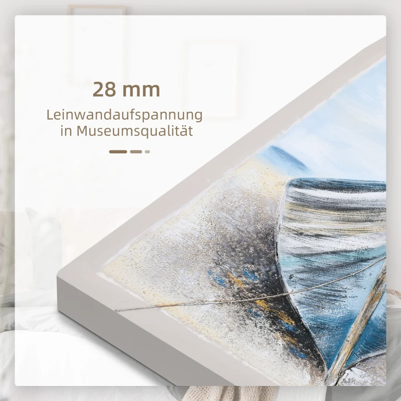 HOMCOM wanddecoratie 'boot op het strand' woonkamer canvaskunst