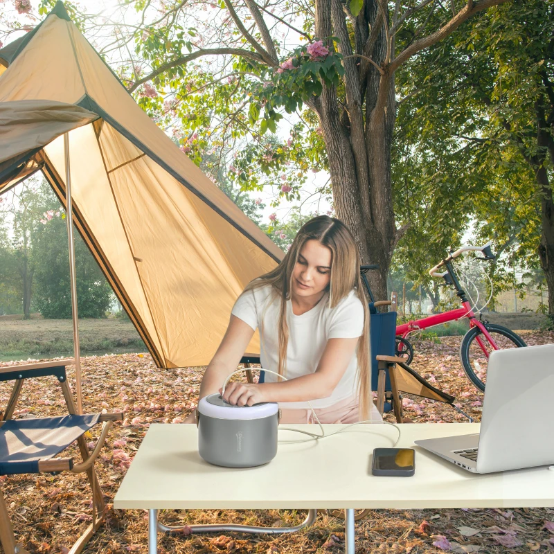 Outsunny Portable Power Station 153.6Wh/48000mAh Camping Power Pack with LED Flashlight and DC Outlet for Outdoor Travel RV / Van Emergency