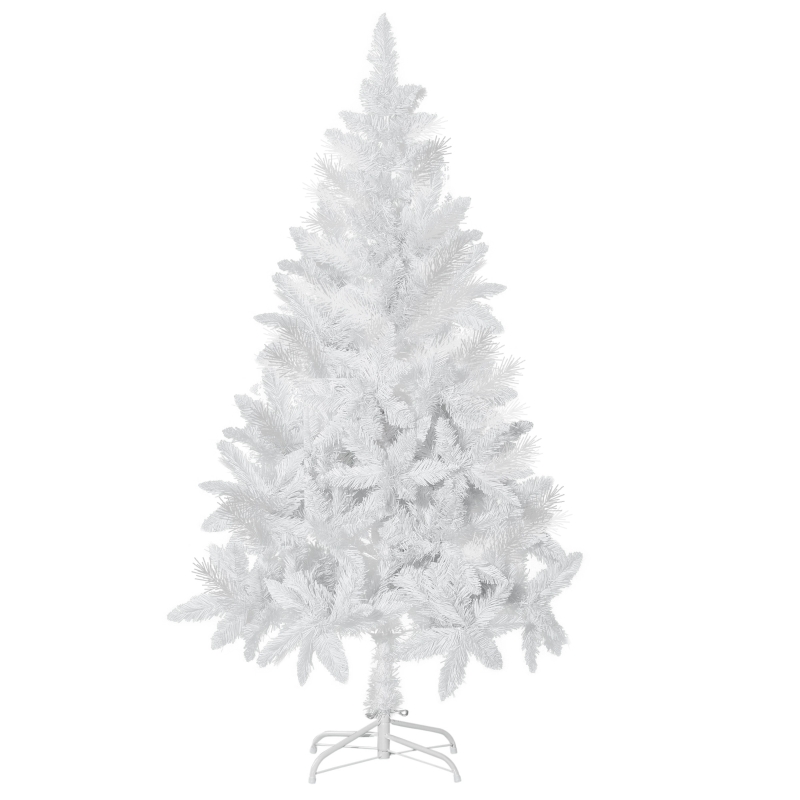 HOMCOM Árbol de Navidad Artificial 150 cm con 358 Ramas Hojas de PVC Decoración Navideña para Interiores Blanco