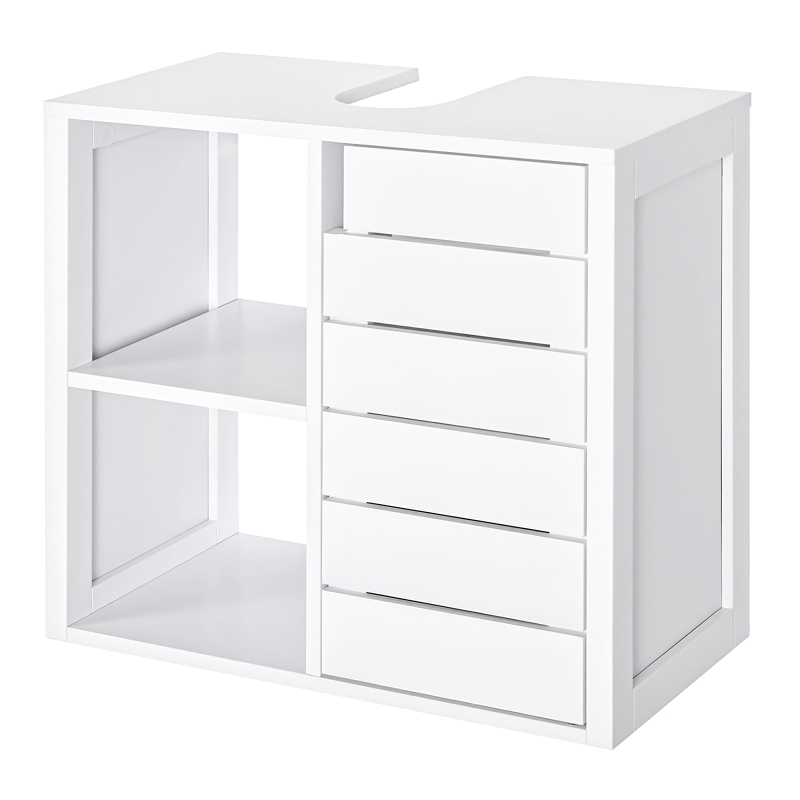 HOMCOM Meuble salle de bain sous lavabo suspendu mural - meuble sous-vasque - placard 1 porte avec étagère - double niche - dim. 60L x 30l x 54H cm - MDF blanc