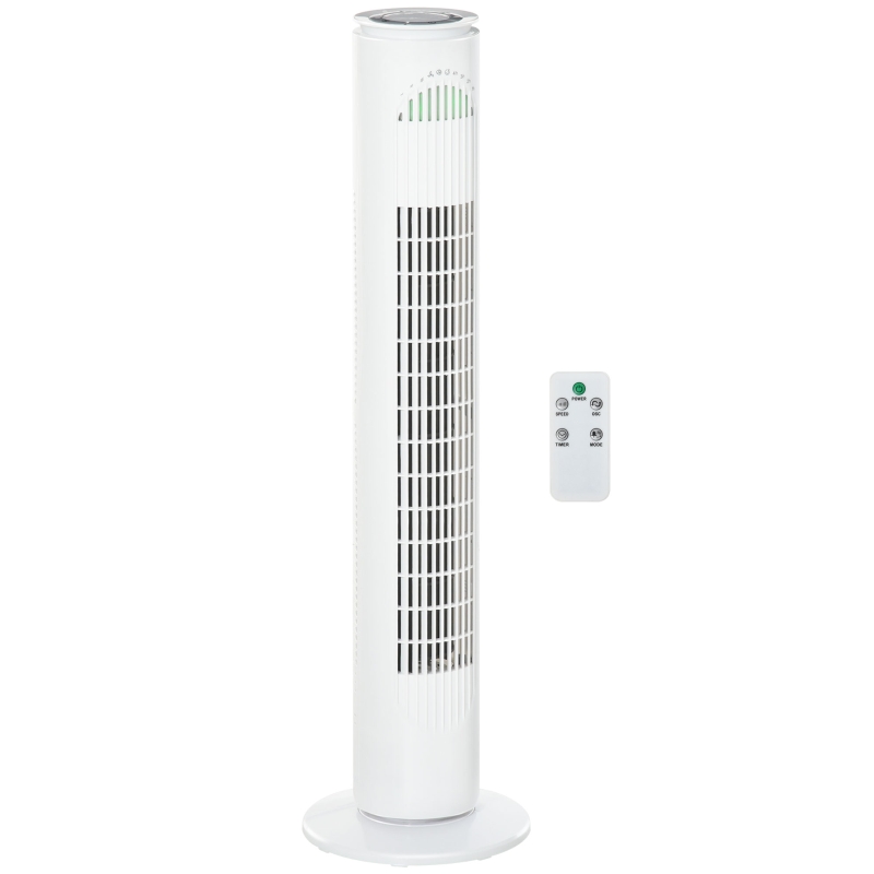 Ventilateur colonne tour oscillant 45 W avec télécommande blanc