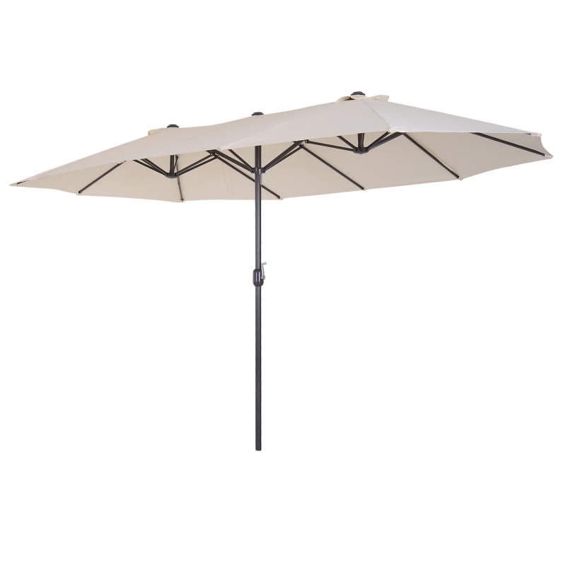 Outsunny Parasol de jardin XXL parasol grande taille 4,6L x 2,7l x 2,4H cm ouverture fermeture manivelle acier polyester haute densité crème