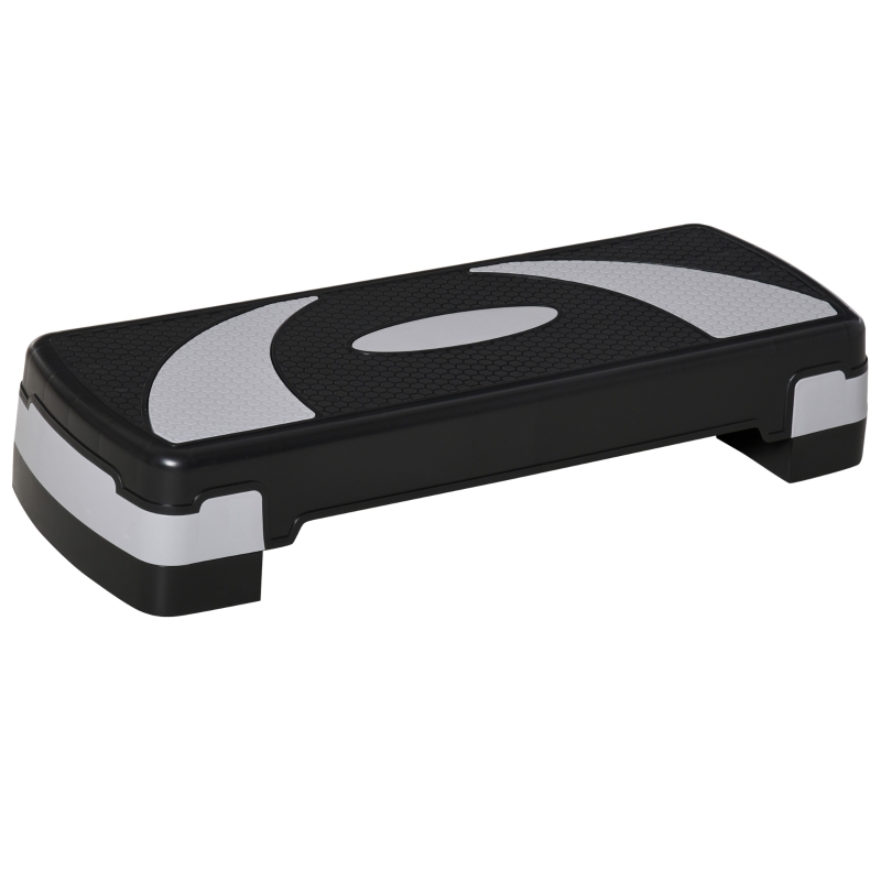 HOMCOM Aerobic-Stepper 3-stufig höhenverstellbar 80 x 31 x 20 cm Schwarz+Grau