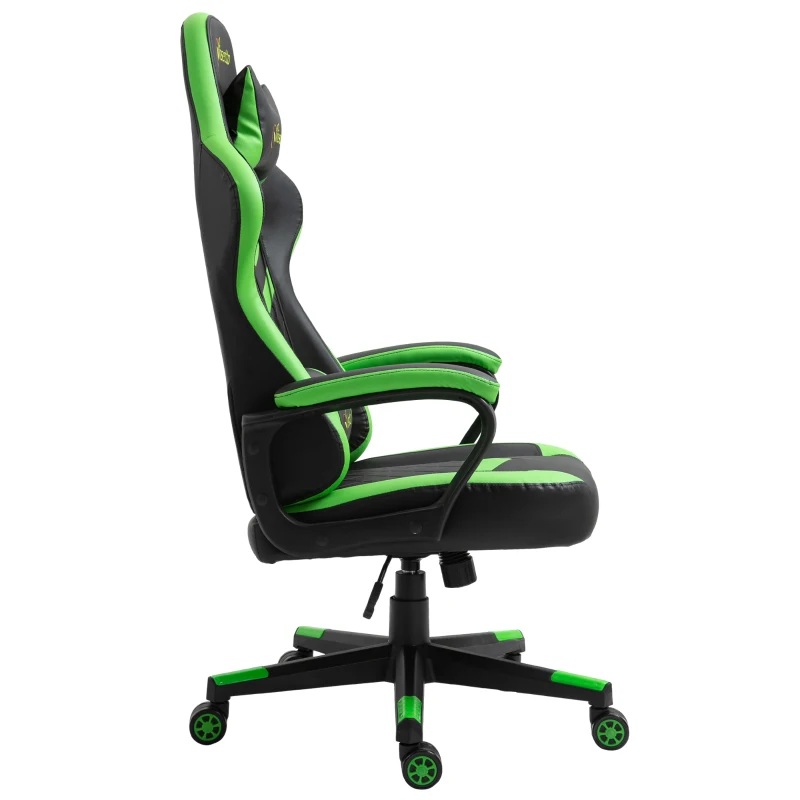 Vinsetto High Back Rocking Gaming Office Chair with Headrest and Lumbar Support, Rolling Casters Green