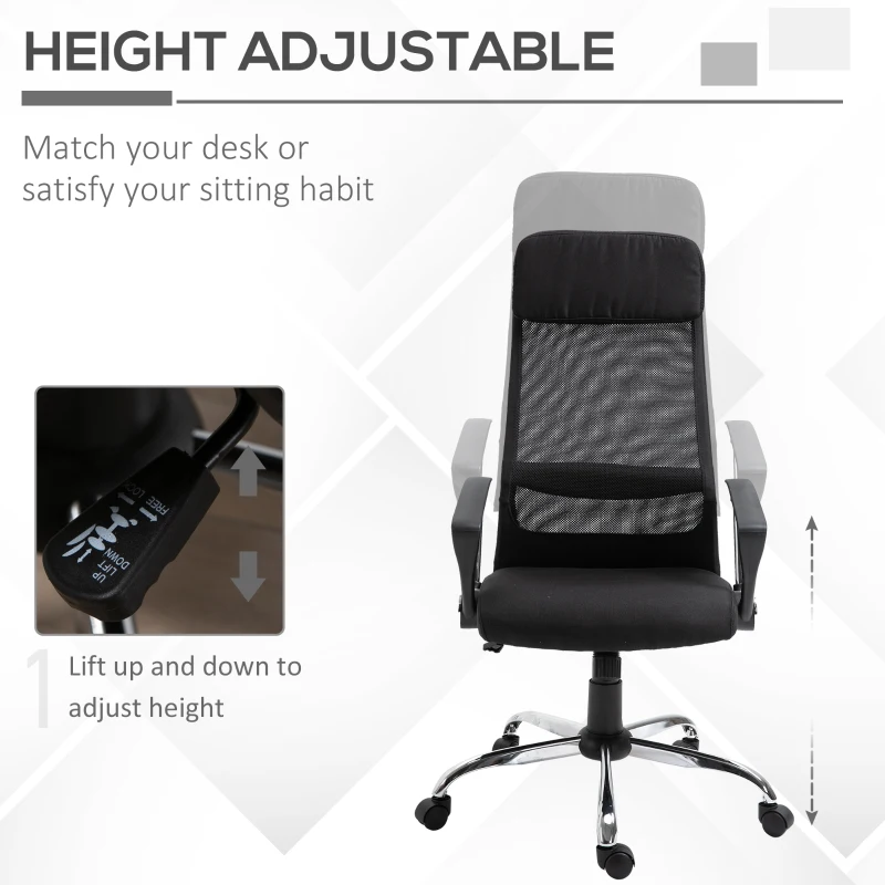 Vinsetto Office Chair Linen Mesh Fabric High-Back Black