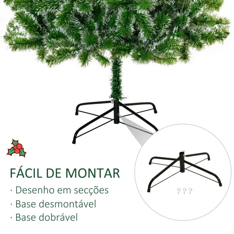 HOMCOM Árvore de Natal Artificial 210cm com 968 Ramos e Suporte de Metal Decoração Interior Sala de Estar Festas Ø100x210cm Verde