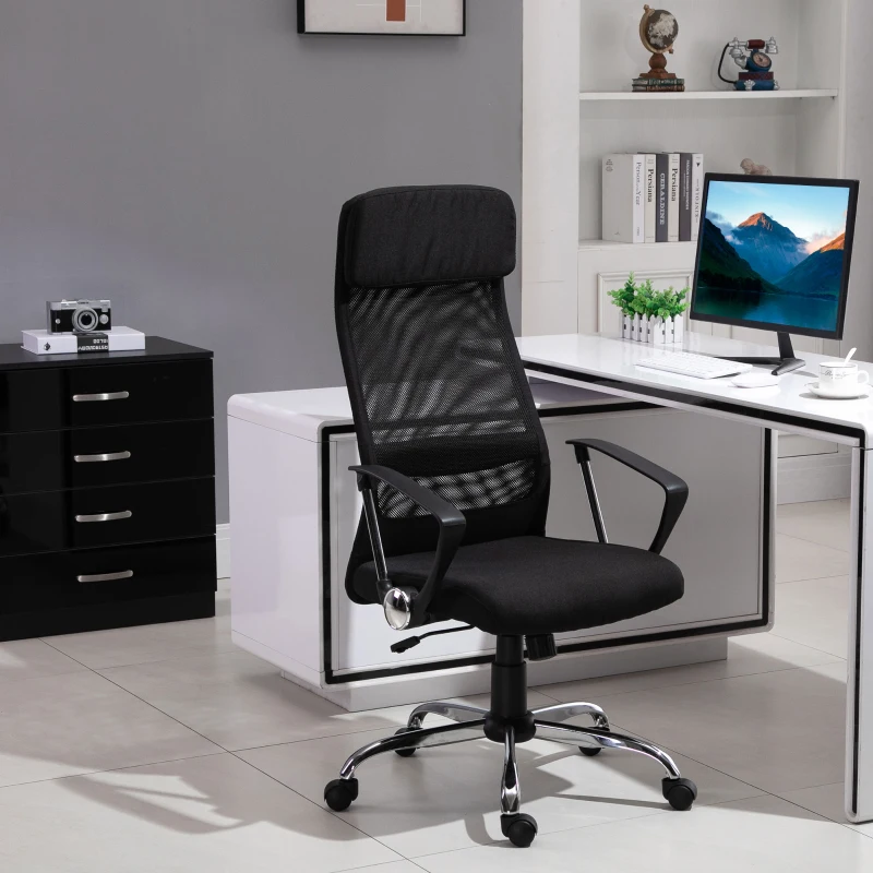 Vinsetto Office Chair Linen Mesh Fabric High-Back Black