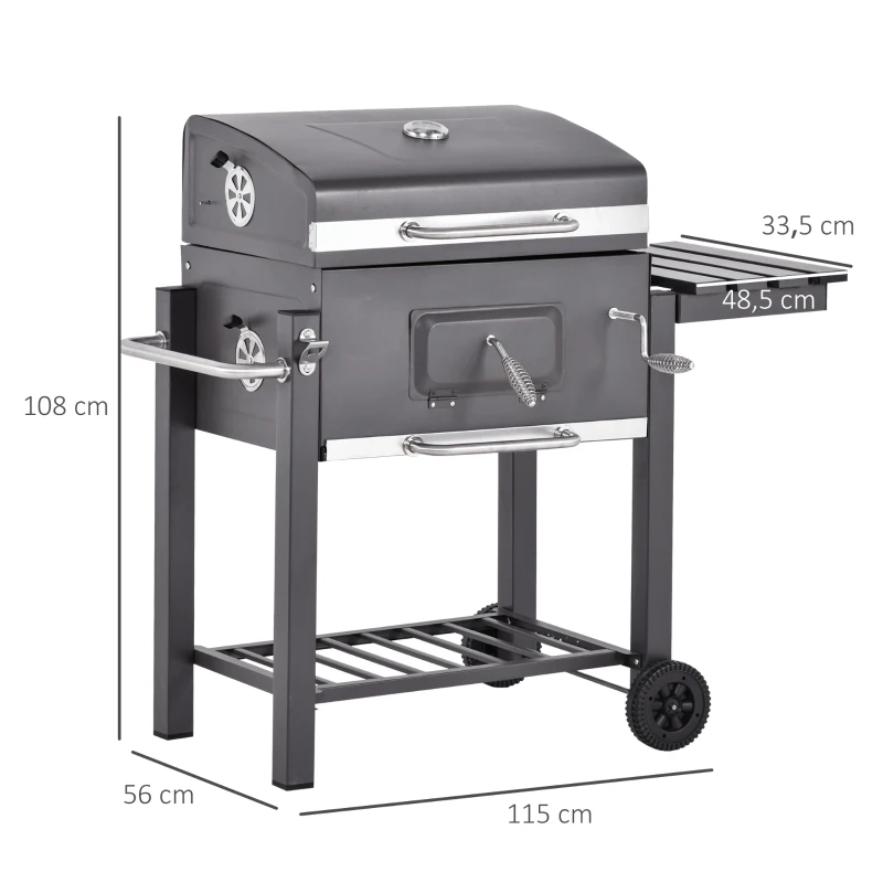 Outsunny GRILL OGRODOWY WĘGLOWY PÓŁKA POKRYWA BBQ