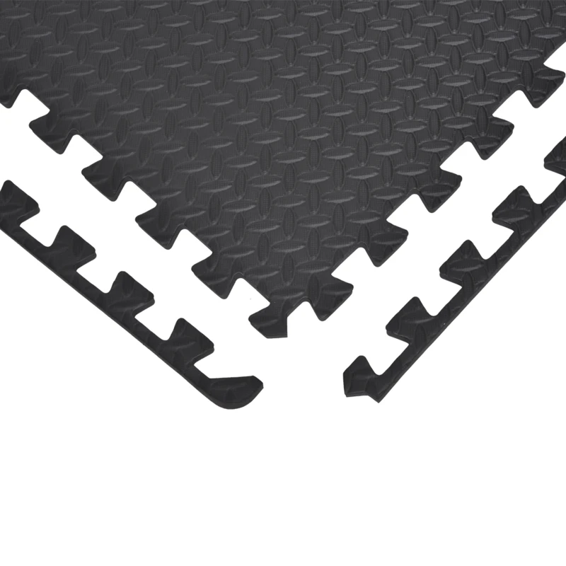 HOMCOM Puzzle Floor Mats Exercise Mat with Interlocking Tiles EVA Foam 23Sq Ft Protective Flooring for Gyms Kids Room Black