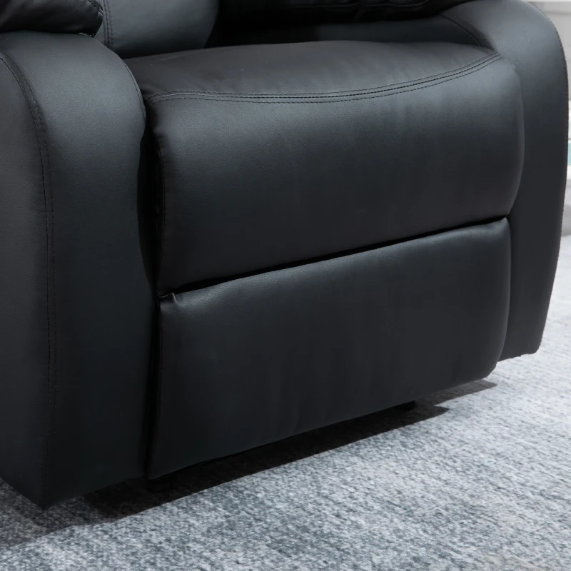 Homcom Fotoliu Relax cu spătar rabatabil și suport pentru picioare care se ridică din piele ecologică negru, 81x90x105cm