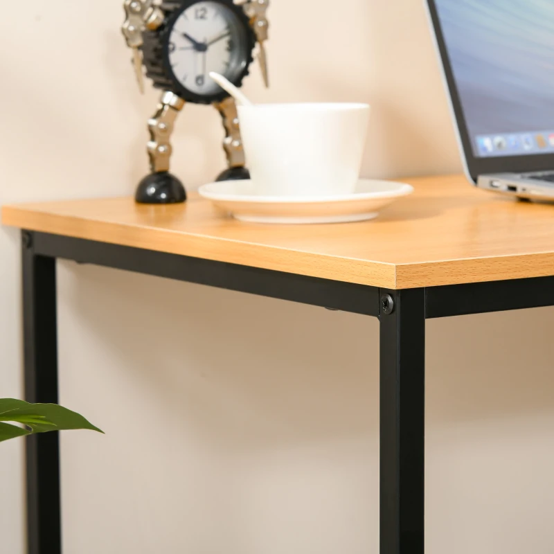 HOMCOM Computer Table with 2-Tier Shelves Home Office Workstation Desk Adjustable Feet, Beech Wood Color