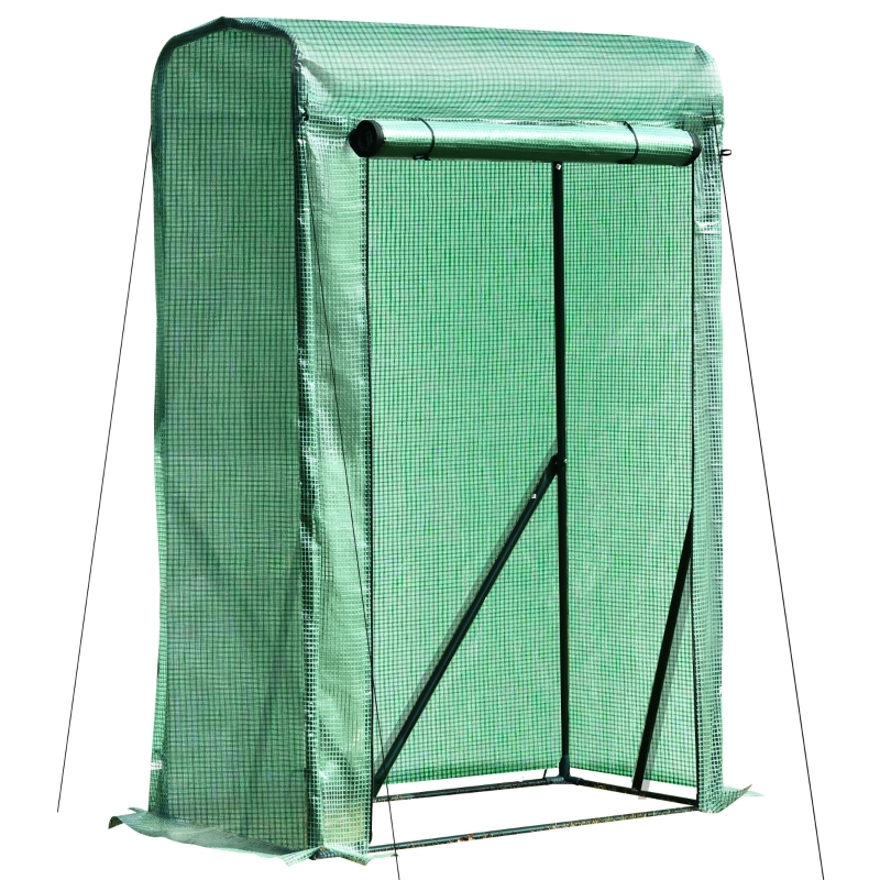 Outsunny Foliengewächshaus Innenhof Balkon Mini-Tragbarer Metallrahmen warmer Gartenschuppen Stahl PE-Kunststoff Grün 100 x 50 x 150 cm