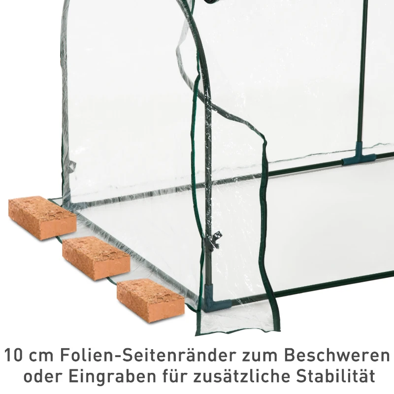 Outsunny Gewächshaus, Treibhaus mit Tür, Frühbeet, Pflanzenhaus, Pflanzenaufzucht, Stahl PVC, 296 x 100 x 80 cm
