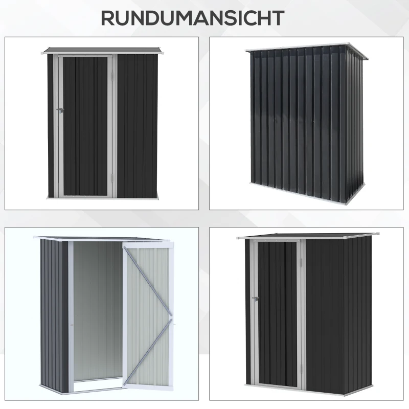 Outsunny szopa ogrodowa metalowa szopa z drzwiami do użytku na zewnątrz ciemnoszara