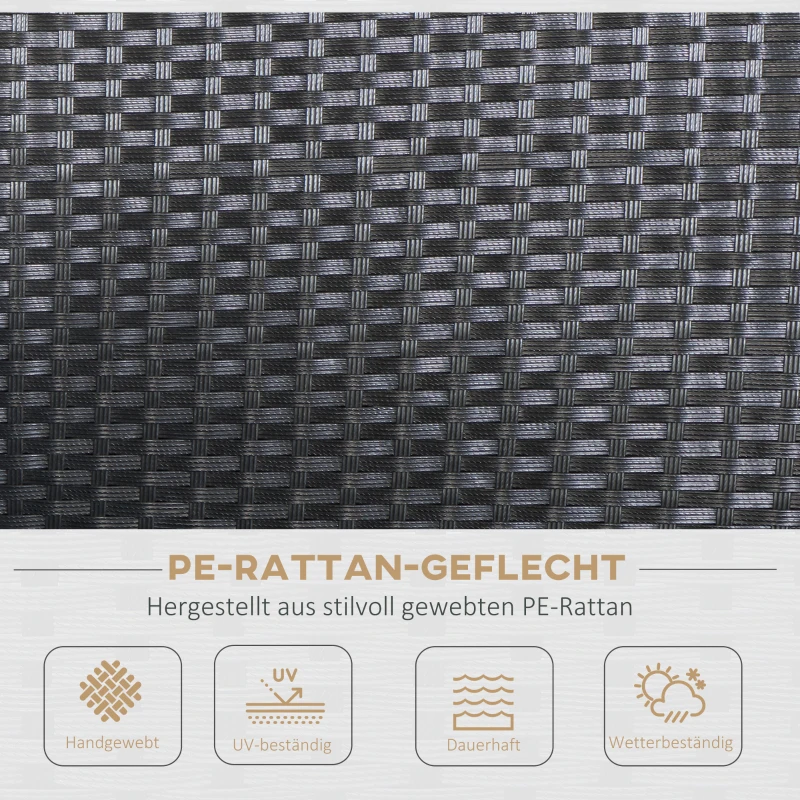 Outsunny poly-rotan zitset 4-delig Zitgroep tuinmeubel set lounge metaal zwart