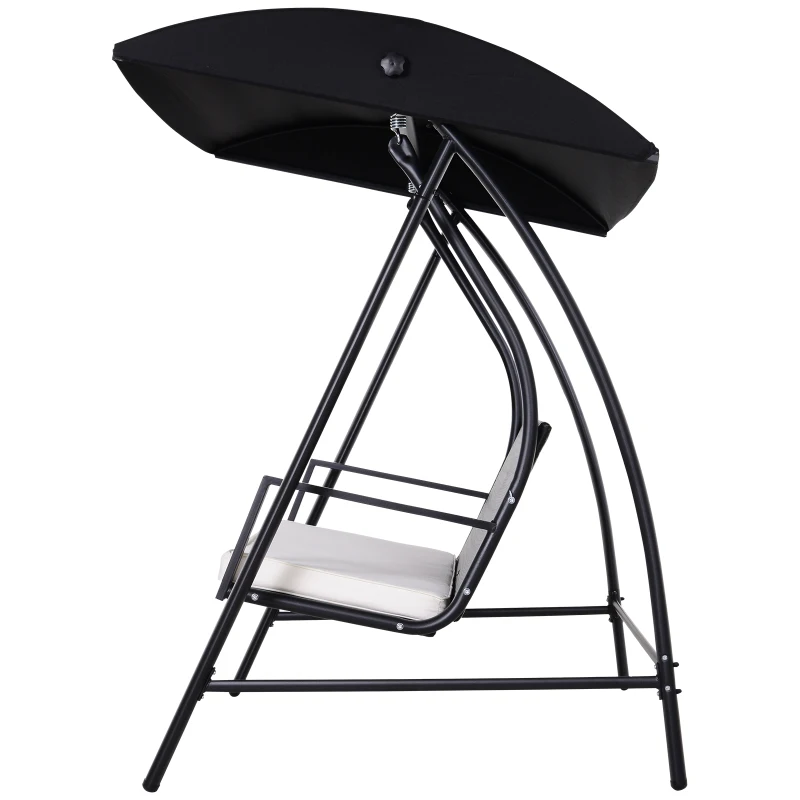 Outsunny Hollywood schommel poly-rotan schommel 3-zits tuinschommel met dak zwart