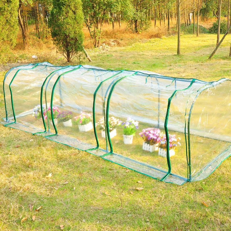 Outsunny Gewächshaus, Treibhaus mit Tür, Frühbeet, Pflanzenhaus, Pflanzenaufzucht, Stahl PVC, 296 x 100 x 80 cm