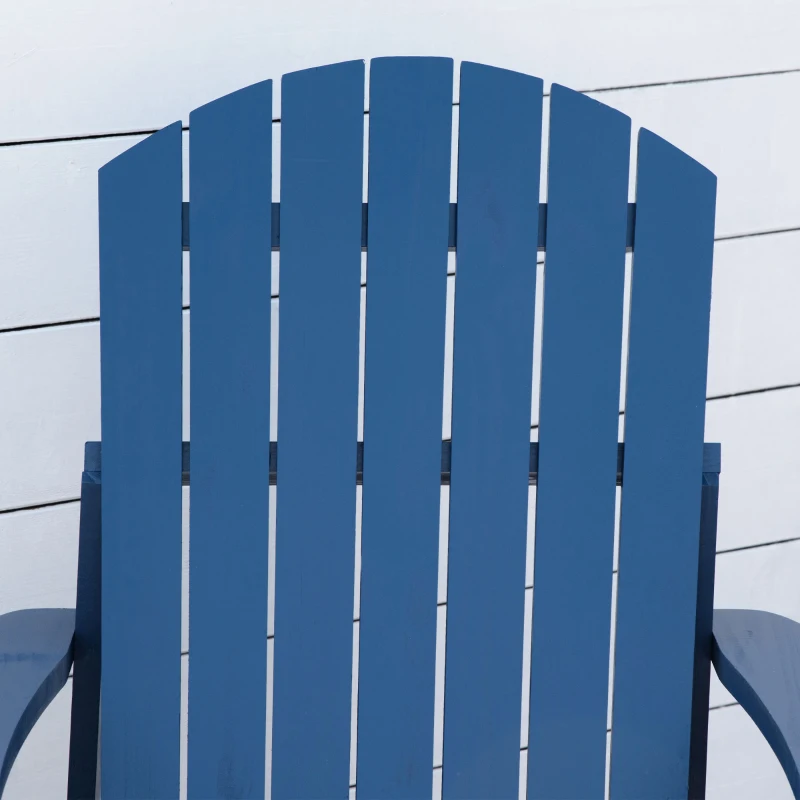 Outsunny krzesło ogrodowe Adirondack z uchwytem na kubek leżak ogrodowy krzesło balkonowe lite drewno kolor niebieski 97 x 72,5 x 93 cm