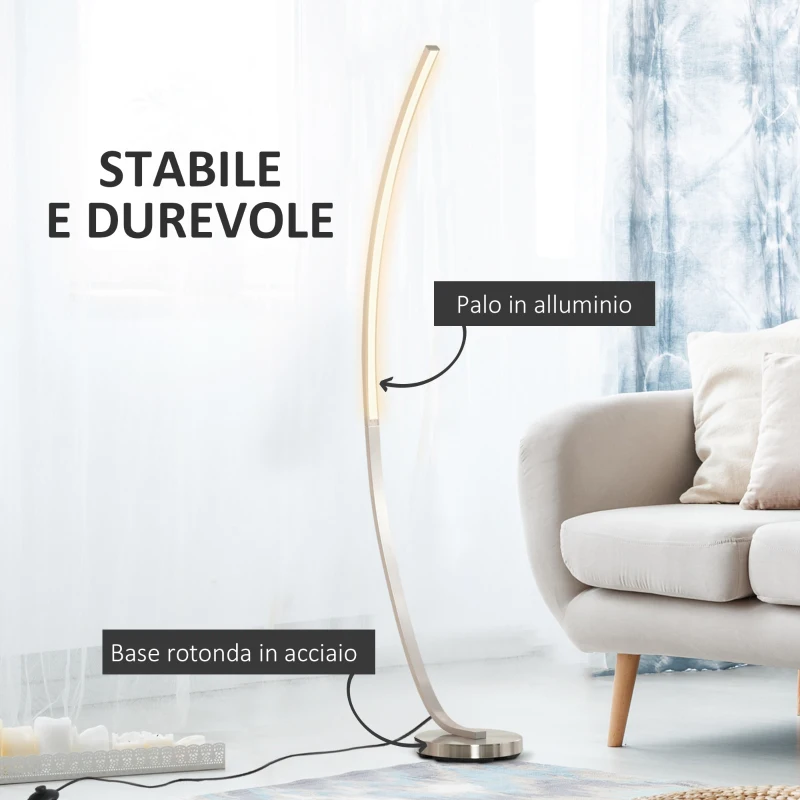 Homcom Lampada da Terra con Design ad Arco Luci a LED per Soggiorno o Ufficio