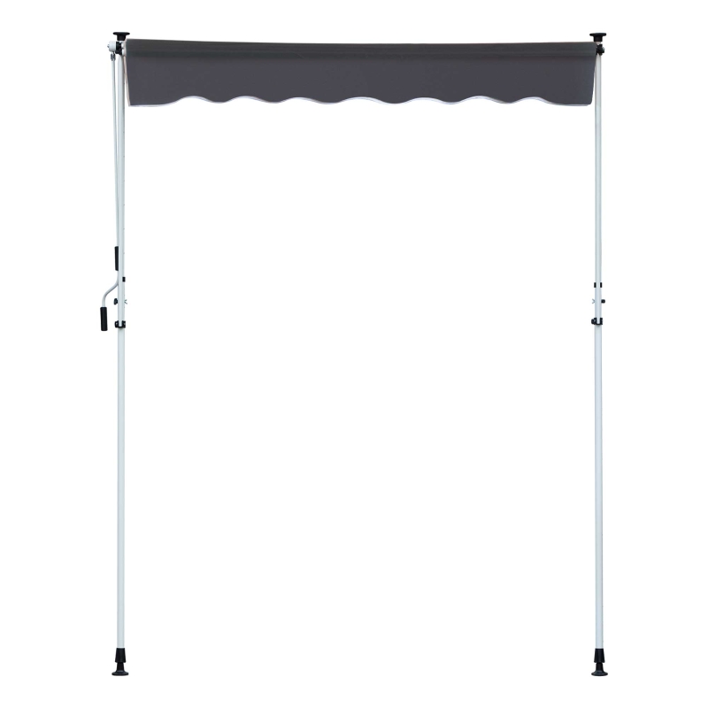 Outsunny Markise Klemmmarkise Sonnenschutz Faltarm Handkurbel Balkon Alu Grau 2x1,2m