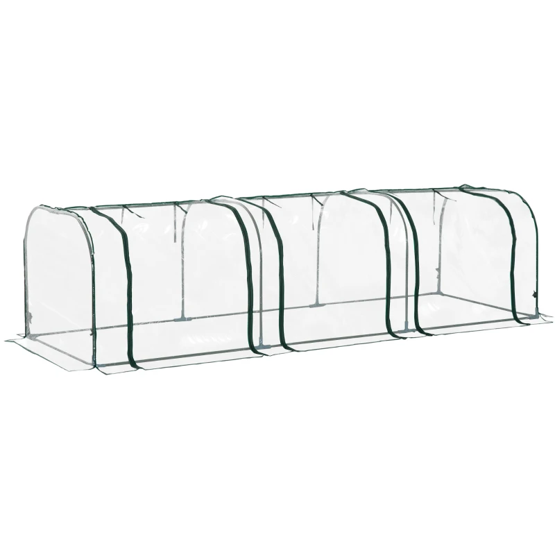 Outsunny® Szklarnia Foliowa Cieplarnia z 3 Drzwiami Uprawa Roślin Ochrona UV Stal PCV